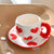 340ML Hand-painted Flower Love heart Ceramic Coffee Cup with Saucer Home Office Water Cup Breakfast Milk Juice Teacup Gift Set
