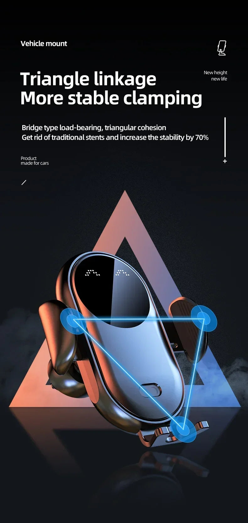 Infrared Induction Car Wireless Charger Stand Car Air Vent Clamp for iPhone 16~12 Pro Max Samsung Galaxy S25/S24 Fast Charging