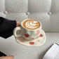 1Set Asymmetrical Fruit Ceramic Coffee Cup and Saucer, High-Looking Creative Hand-Painted Coffee Cup and Saucer, Suitable for Home Drinking Water, Coffee Shop Latte Art Cup, Party Coffee Cake Cup and Saucer, Gift Giving