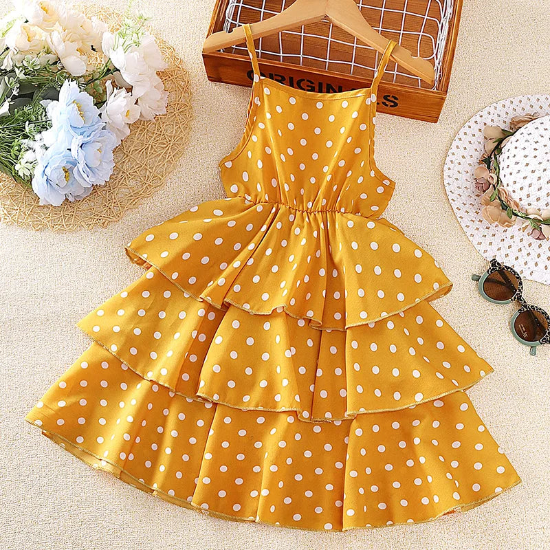 Dress Kids Girls 4-12 Years Black Polka Dot Dress For Girls Stylish Girls Vacation Holiday Clothes Kids Clothes Dress