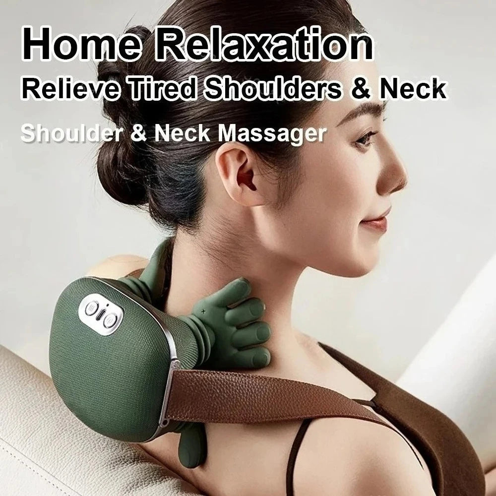 Bionic Neck Massager Portable Shiatsu Shoulder Massager Electric Deep Tissue Massage, Simulated Human Hand Design Muscle Relax