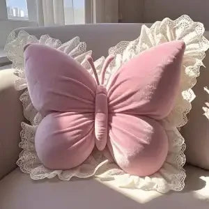 Princess Butterfly Office Pillow Ruffle Lace Living Room Bedroom Sofa Cushion Room Decor Plush Pillow Car Seat Companion Pillows