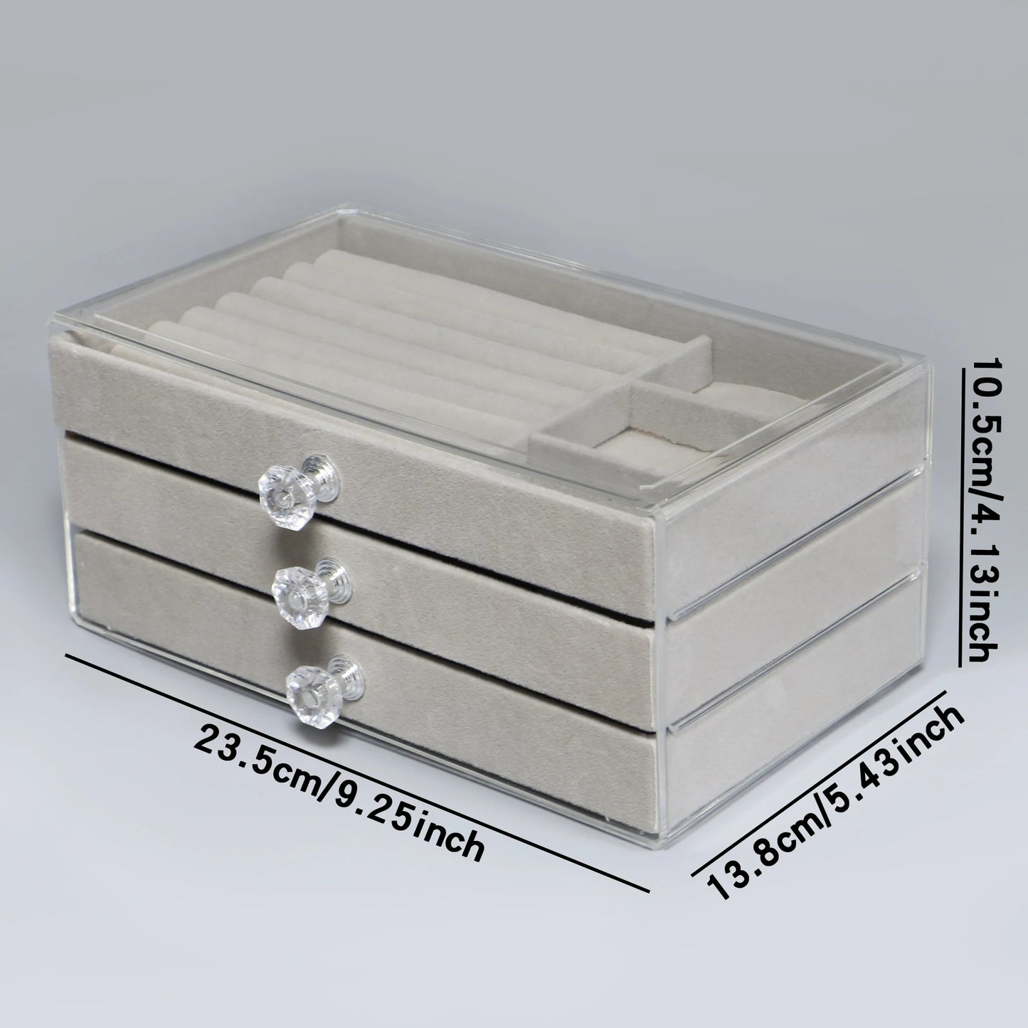 High-Capacity Flannel Jewelry Box Drawer (3-Layer) – Perfect for Storing Earrings, Necklaces & Rings