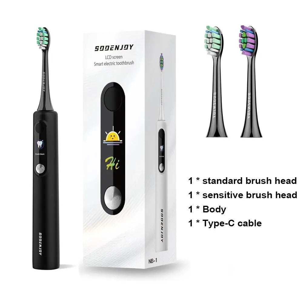 SOOENJOY Smart LCD Screen Sonic Electric Toothbrush NB-1 DIY Mode Cleaner Adult Automatic IPX7 Waterproof Teethbrush