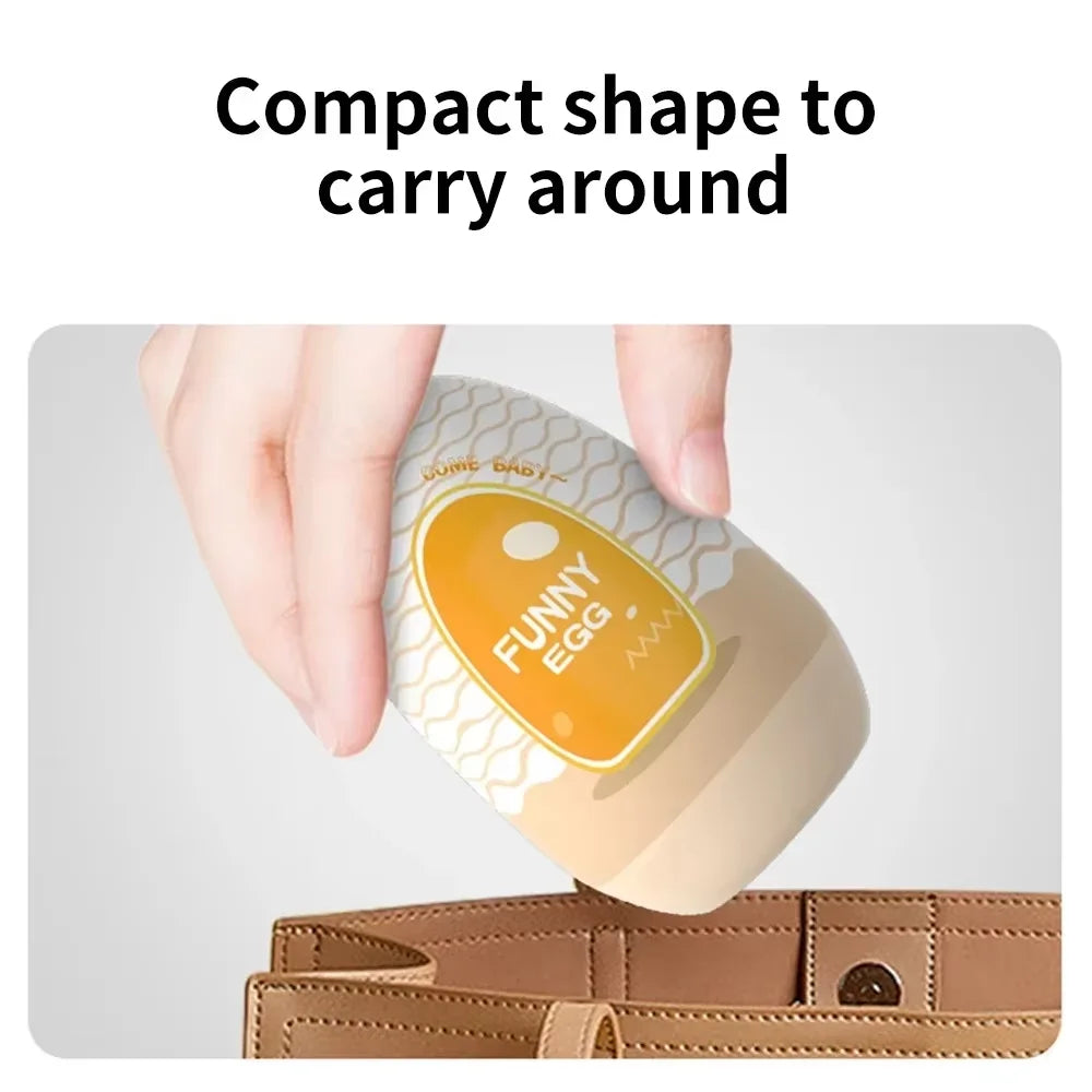 New Egg-Shaped Portable Male Masturbator Made of Soft Rubber with Realistic Vagina Texture Design Penis Massage Adult Sex Toy