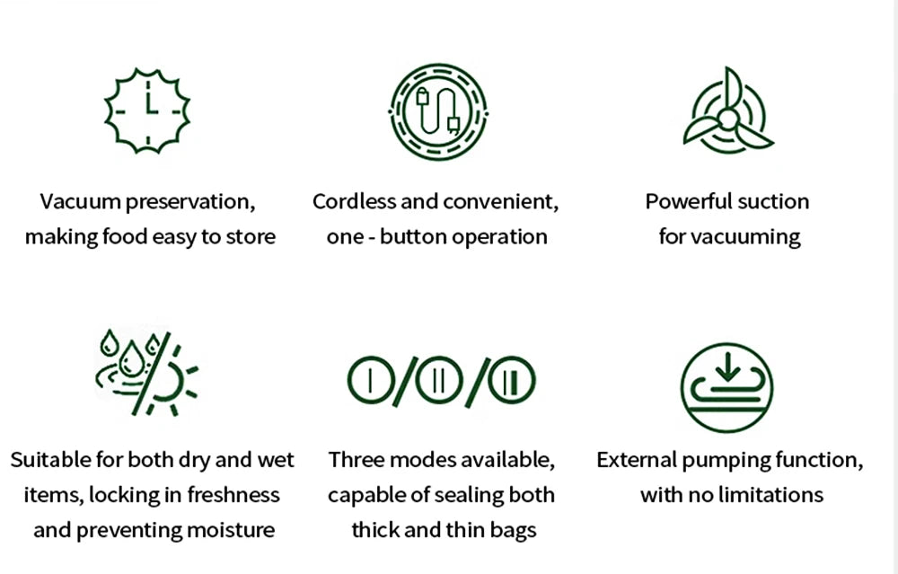 Mini Vacuum Sealer USB Rechargeable Food Packaging Plastic Sealing Machine Wireless Vacuum Sealer Pump With Reusable Zipper Bag