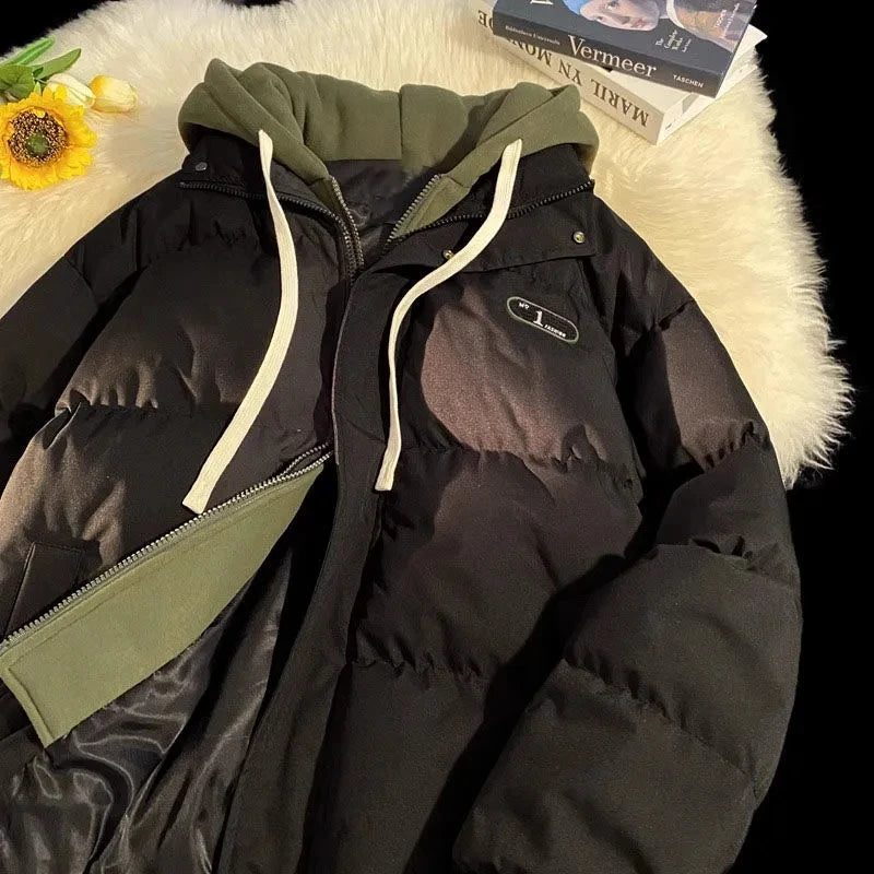 New Winter Cotton-padded Jacket Women, Two-piece Hooded Down Cotton Jacket Female Casual Warm Cotton-padded Clothing Parker Coat