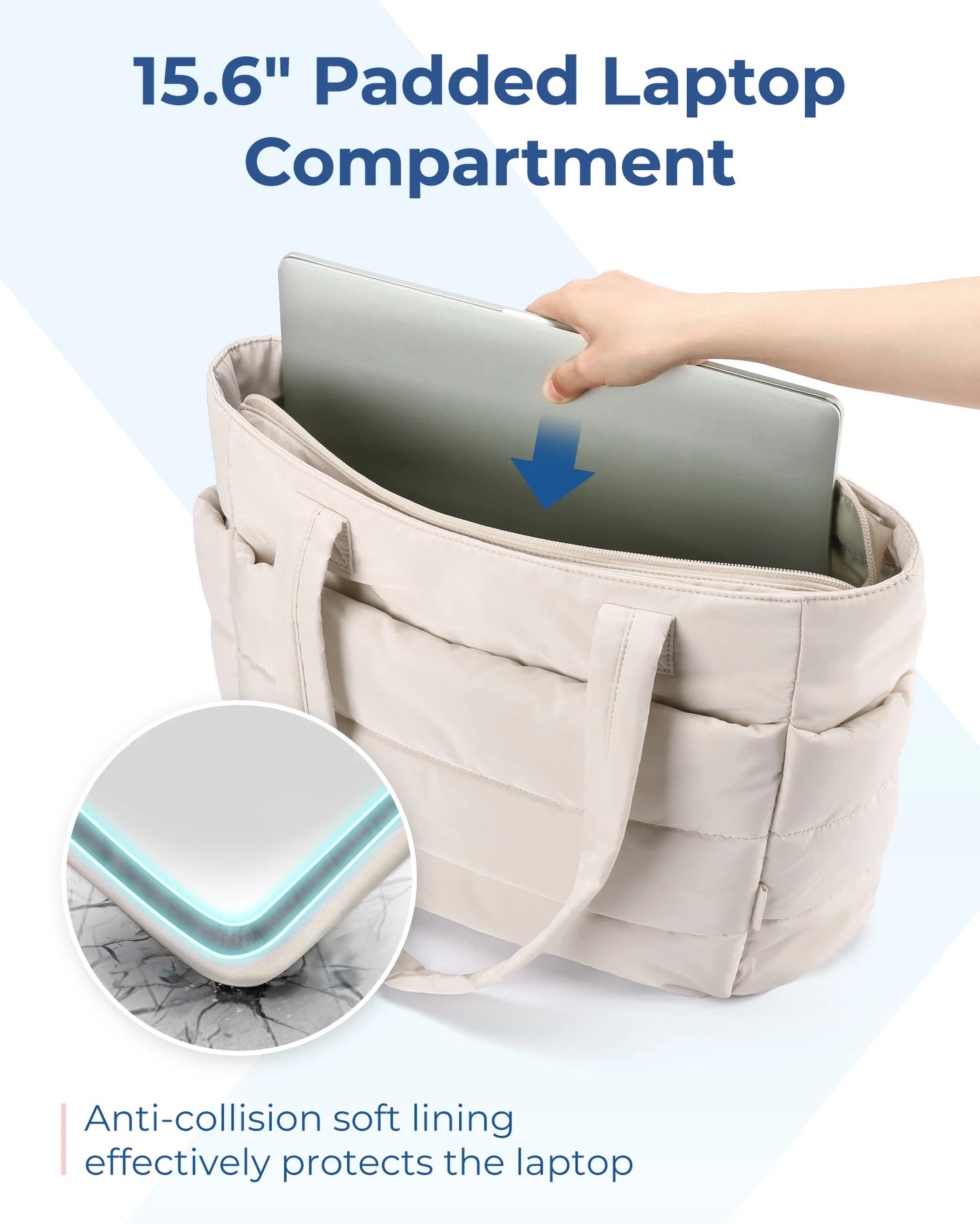 BAGSMART Women's Bag Solid Color Tote Bag Commuting College Padded Shoulder Bag Leisure Simple Female Work Handbags Travel