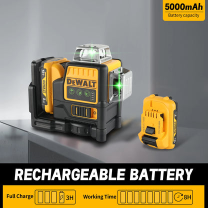 2025 New DEWALT DW089LG Laser Level - 12V Lithium Battery, 360° Horizontal & Vertical Green Lines, 3 Sides Coverage