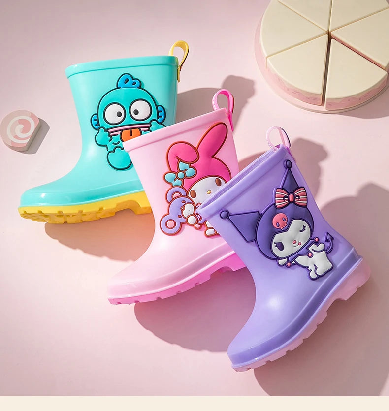 Sanrio Children's Rain Boots Cute Kuromi Melody Pachocco Non-slip Rain Shoes For Boys And Girls Waterproof Shoes Summer Summer