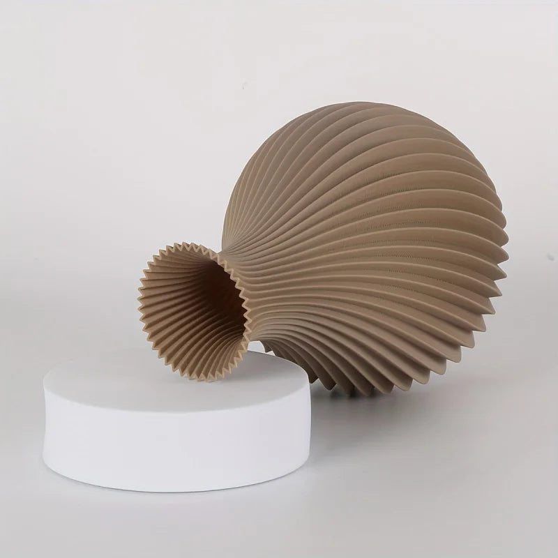 3D Printed Art Vase with Retro Textured Design - High-Quality Plastic, Durable and Resistant