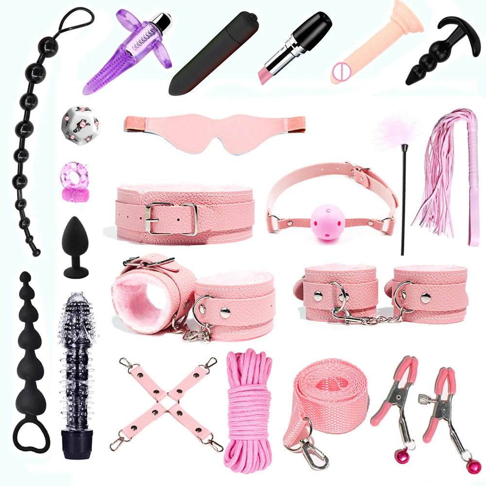 Vibrators sexy toys for women couples adult 18 Handcuffs erotic accessories bondage gear Mask anal plug penis ring dildo sex kit