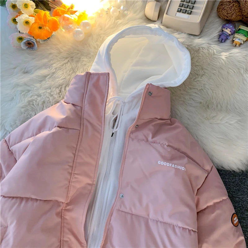 2025 Women's Winter Quilted Jacket Overcoat Thick Cotton Padded Coat Female Oversized  Loose Oversize Coats Hooded Short Parkas
