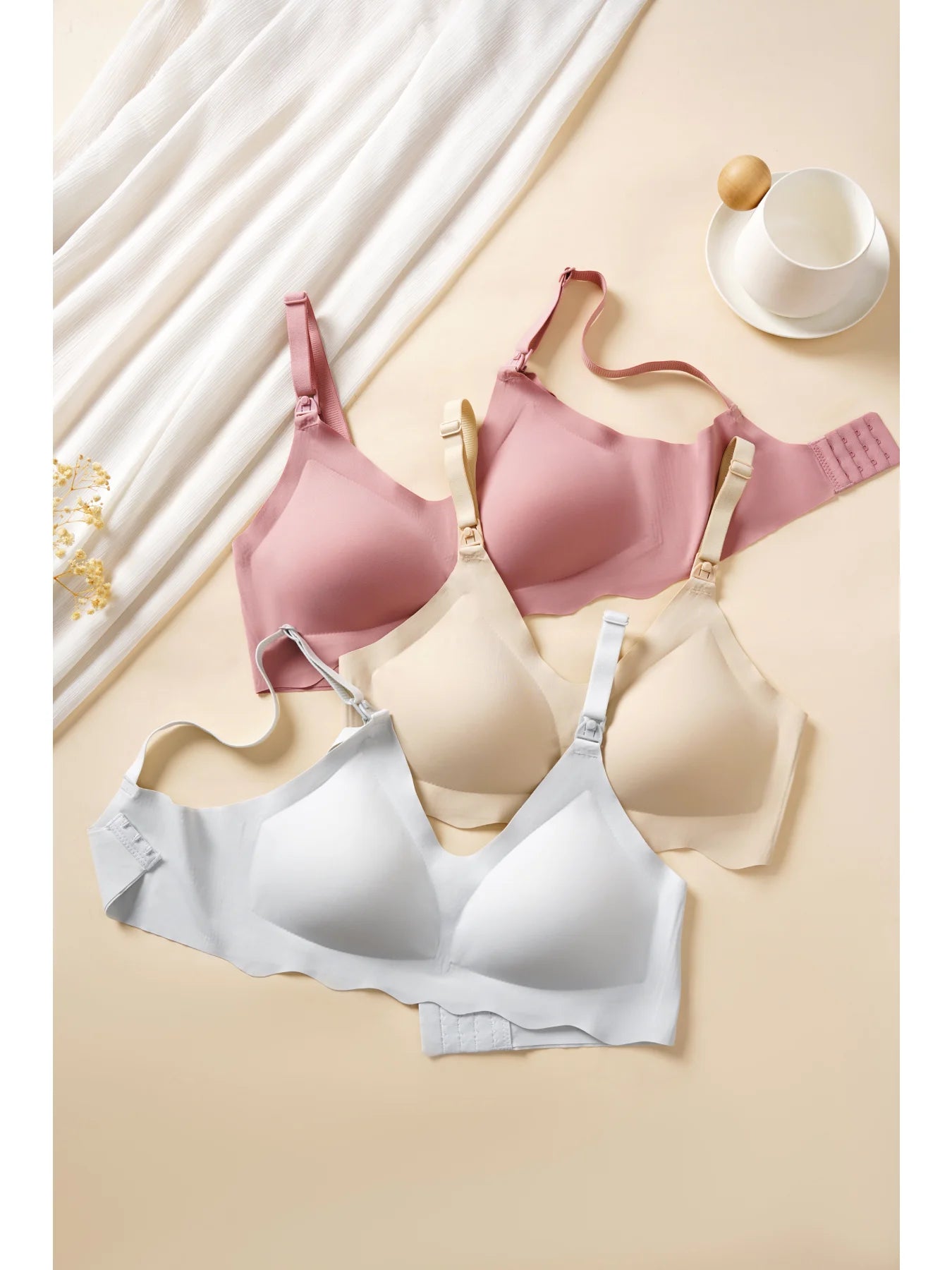 2pcs Pregnant Women'S New Comfortable And Breathable Ultra-Thin Nursing Bra, Detachable And Skin Friendly Nursing Text