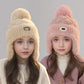 Kids Winter Hat with Ear Flaps Hat with Furry Pom-Pom & Plush Lining - Soft Warm Beanie for Boys & Girls for & 4-10 Y