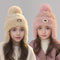 Kids Winter Hat with Ear Flaps Hat with Furry Pom-Pom & Plush Lining - Soft Warm Beanie for Boys & Girls for & 4-10 Y