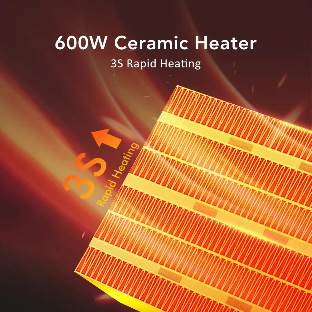600W Portable Electric Heater Plug in Wall Space Heater Remote Wall Outlet with Timer Warmer Machine Fast Warming Room Heater