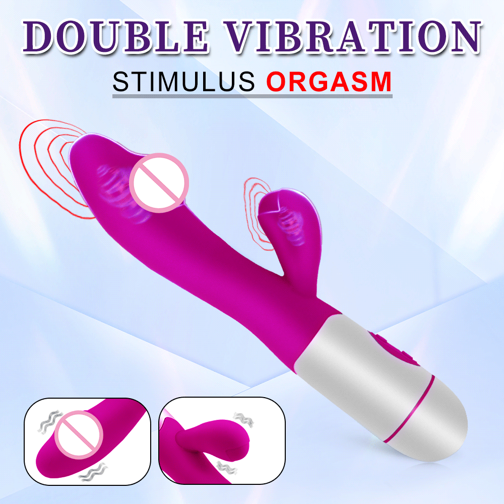 Rechargeable Dildo Rabbit Vibrator Dual Vibration G Spot Vagina Massager AV Stick Clitoris Sex Toys for Women Female Masturbator