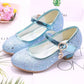 Girls High Heels Children's Leather Shoes Small Children Princess Single Shoes Sequins Students Dance Performance Gift