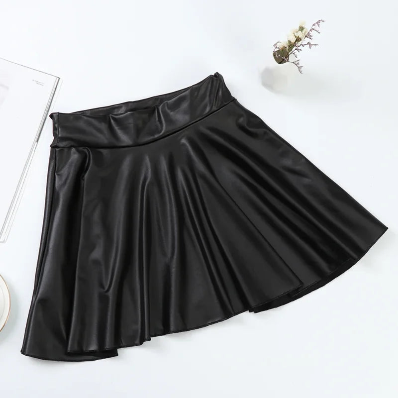 High Waist Faux Leather Textured Half Skirt For Women Versatile And Basic A-Line Skirt Umbrella Skirt Sexy And Slim Mini Skirt