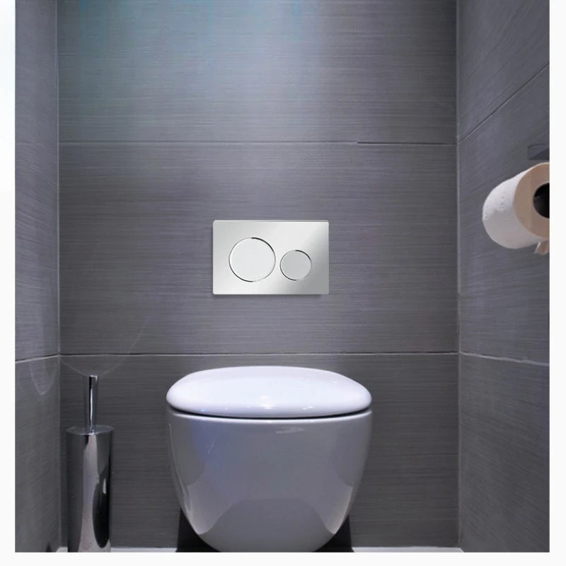 White Dual Flushing Toilet Push Round Buttons Concealed Wall-mount Tanks Flush Pannels Replacement Part Bathroom for Sigma