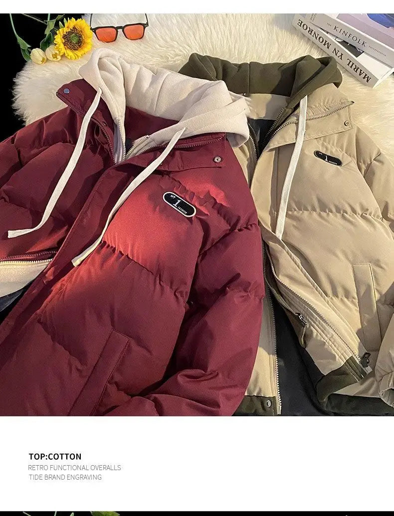 New Winter Cotton-padded Jacket Women, Two-piece Hooded Down Cotton Jacket Female Casual Warm Cotton-padded Clothing Parker Coat