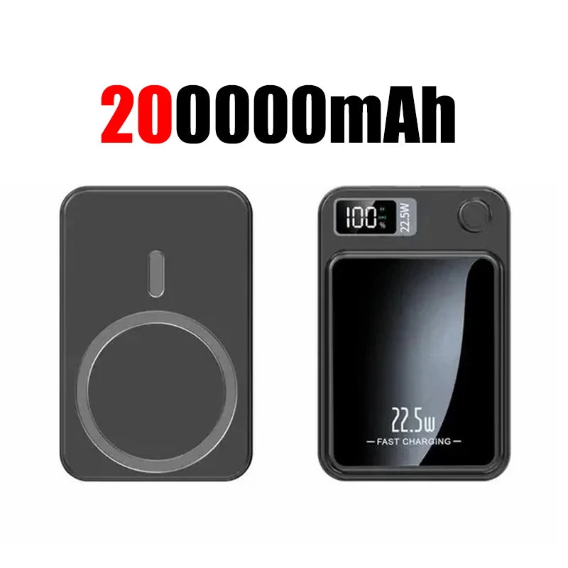 New 200000mAh Magnetic Power Bank Wireless Fast Charger For Magsafe Portable Auxiliary Battery Pack For iphone Huawei Xiaomi