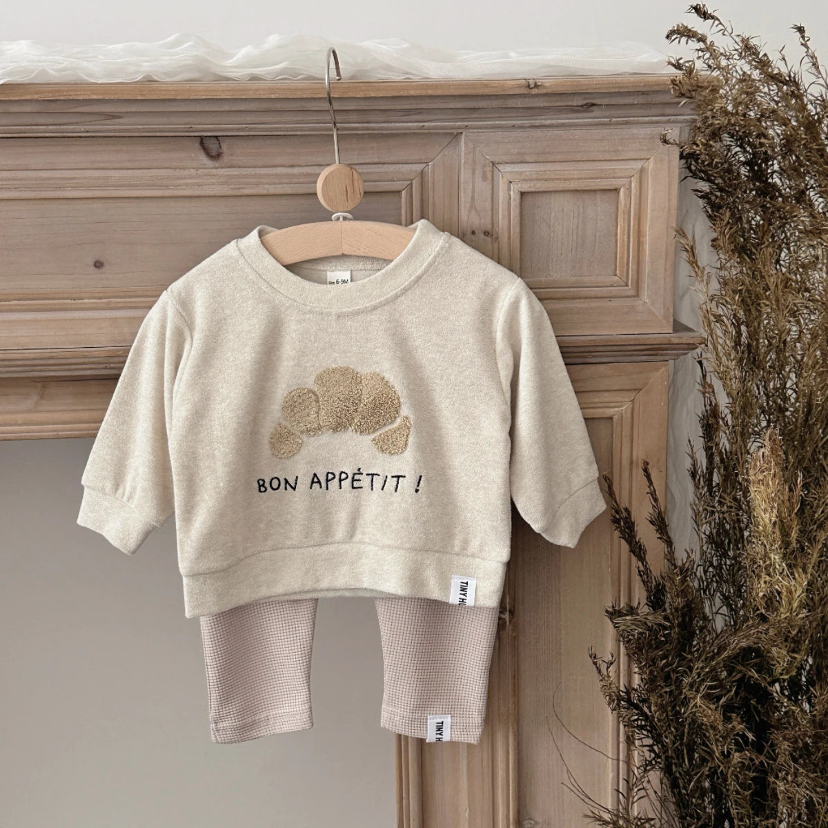 Autumn New Baby Clothing Infant Clothes Sets Cow Horn Bun Towel Embroidery Top+Striped Pants Set Newborn Baby Outfit