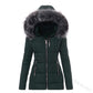 Women Parkas Jacket Cotton Coat Winter Thick Fur Collar Hooded Windproof Padded Jackets Outerwear Zipper Overcoat Office Lady