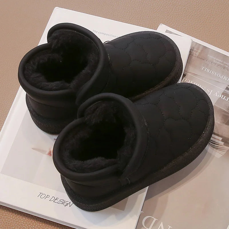 Children's Snow Boots 3-18 Years Old White Waterproof Non-slip Boys Girls Cotton Shoes Winter Soft Non-slip Kids Short Boots