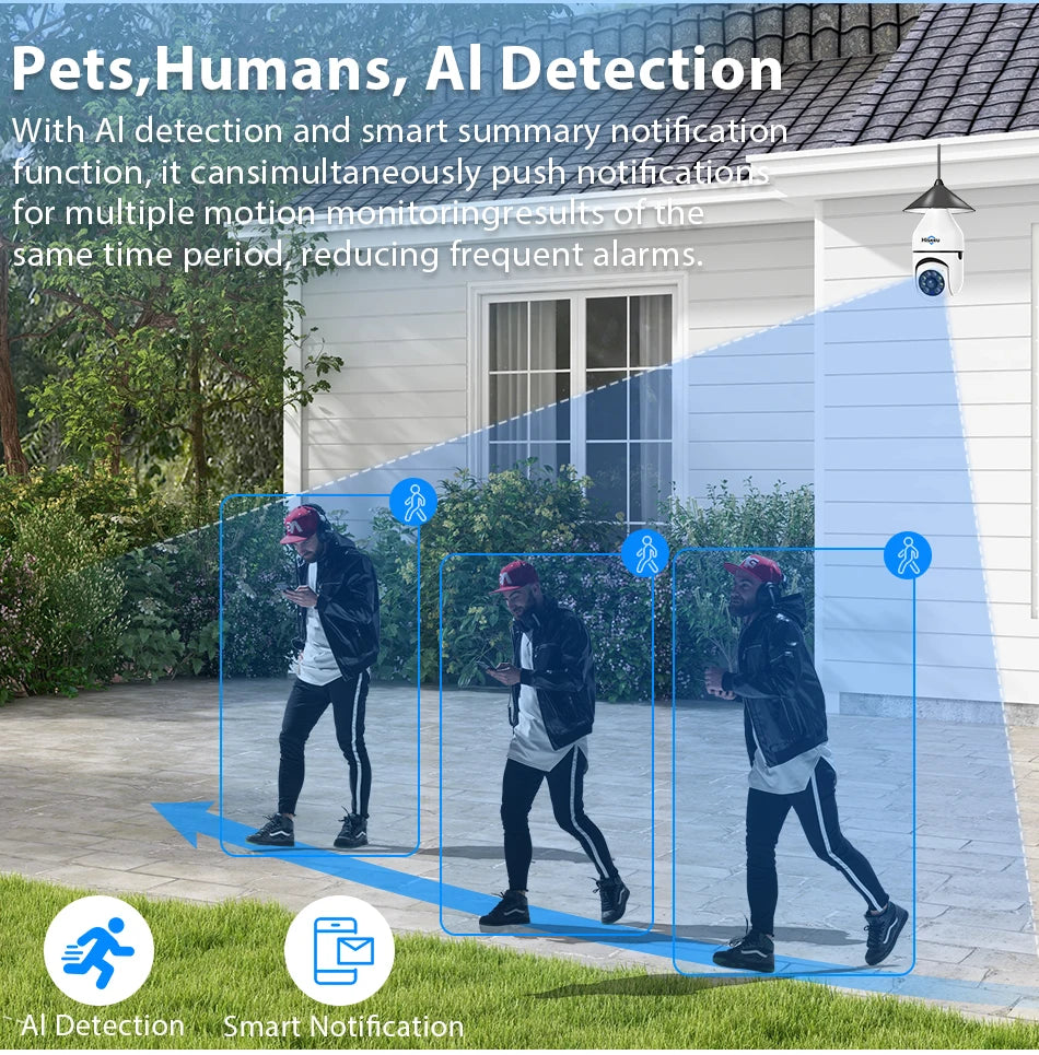 Hiseeu 3MP Wifi PTZ IP Camera E27 Light Bulb Camera Night Vision Auto Tracking Two-way audio Wireless CCTV Surveillance Security