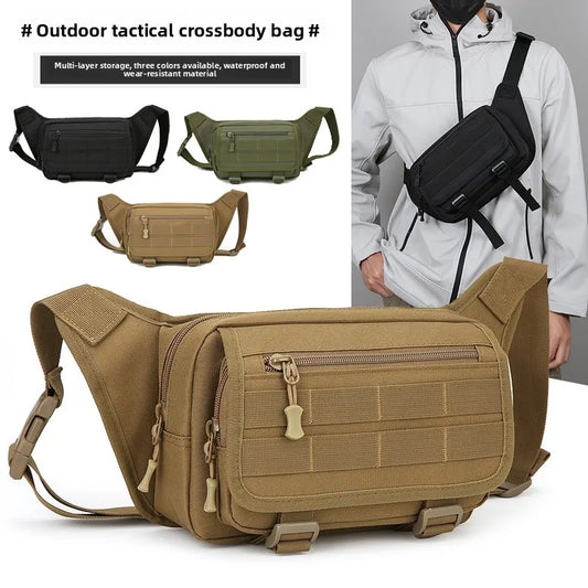 Men's Tactical Fanny Pack Nylon Waist Bag Large Capacity Waterproof Hiking Sports Crossbody Shoulder Bag for Cycling Travel