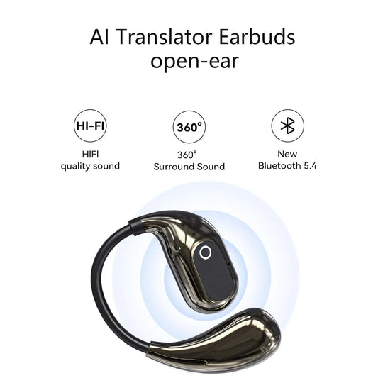 Ai Translators Earphone 144 Languages  Wireless Bluetooth 5.4 Smart Voice Real time Translator Headphones For Travel Business