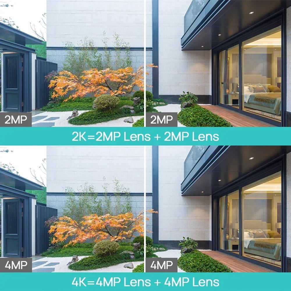 4K 8MP WIFI камера безопасности двойной объектив 180 ° широкий угол обзора Открытый Wifi камеры наблюдения цвет ночного видения