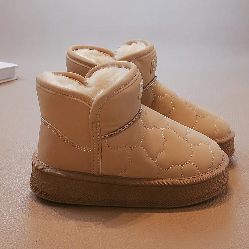 Children's Snow Boots 3-18 Years Old White Waterproof Non-slip Boys Girls Cotton Shoes Winter Soft Non-slip Kids Short Boots