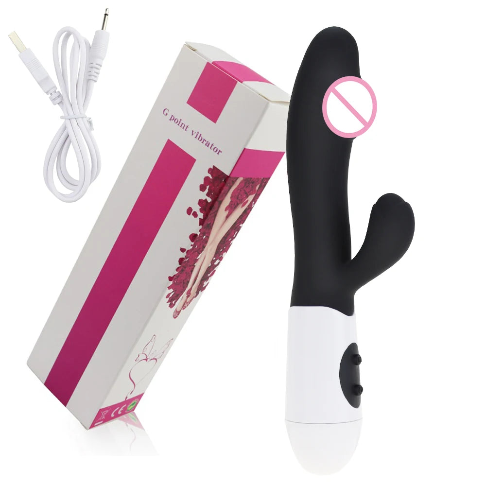 Rechargeable Dildo Rabbit Vibrator Dual Vibration G Spot Vagina Massager AV Stick Clitoris Sex Toys for Women Female Masturbator