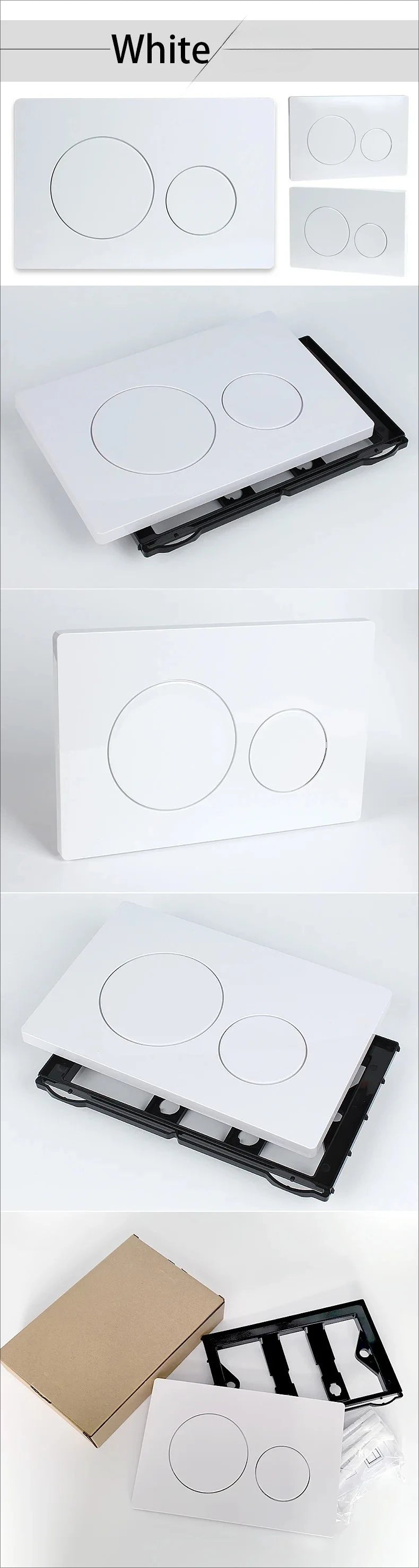 White Dual Flushing Toilet Push Round Buttons Concealed Wall-mount Tanks Flush Pannels Replacement Part Bathroom for Sigma