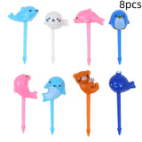 Fruit Fork Cartoon Kids Cake Fruit Toothpick Mini Animal Fork Food Grade Plastic Bento Lunch Bento Accessories Party Decor
