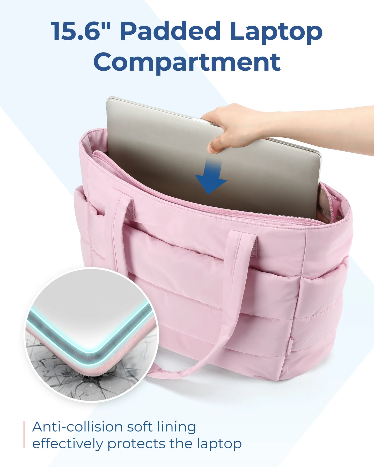 BAGSMART Women's Bag Solid Color Tote Bag Commuting College Padded Shoulder Bag Leisure Simple Female Work Handbags Travel