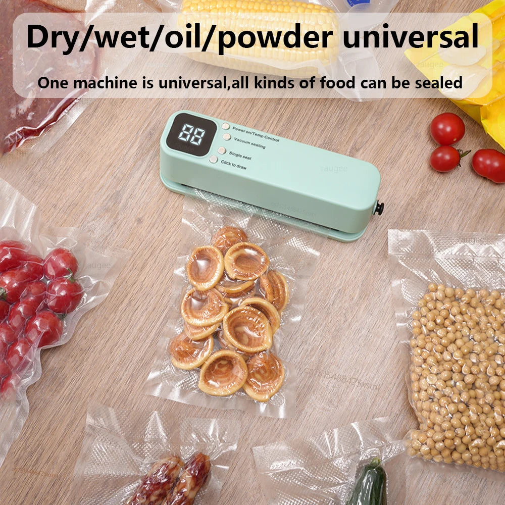 Mini Vacuum Sealer USB Rechargeable Food Packaging Plastic Sealing Machine Wireless Vacuum Sealer Pump With Reusable Zipper Bag