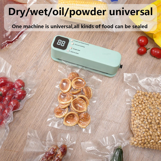 Mini Vacuum Sealer USB Rechargeable Food Packaging Plastic Sealing Machine Wireless Vacuum Sealer Pump With Reusable Zipper Bag