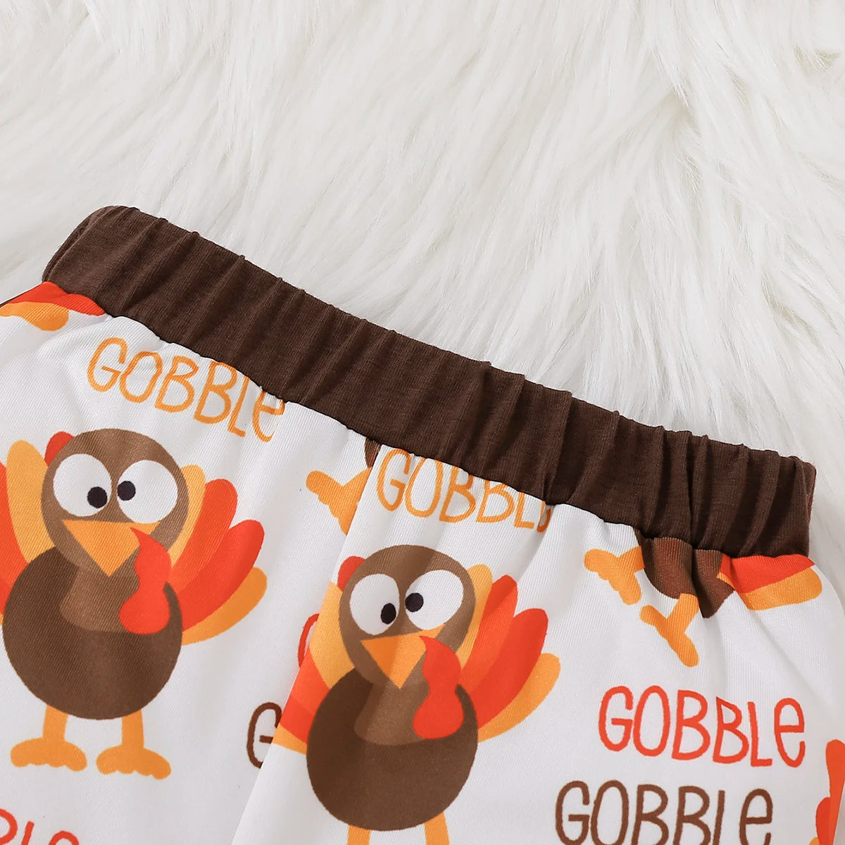 Unisex Baby Thanksgiving Letter Print Hoodie And Full Print Pants Two-Piece Set for Autumn Winter