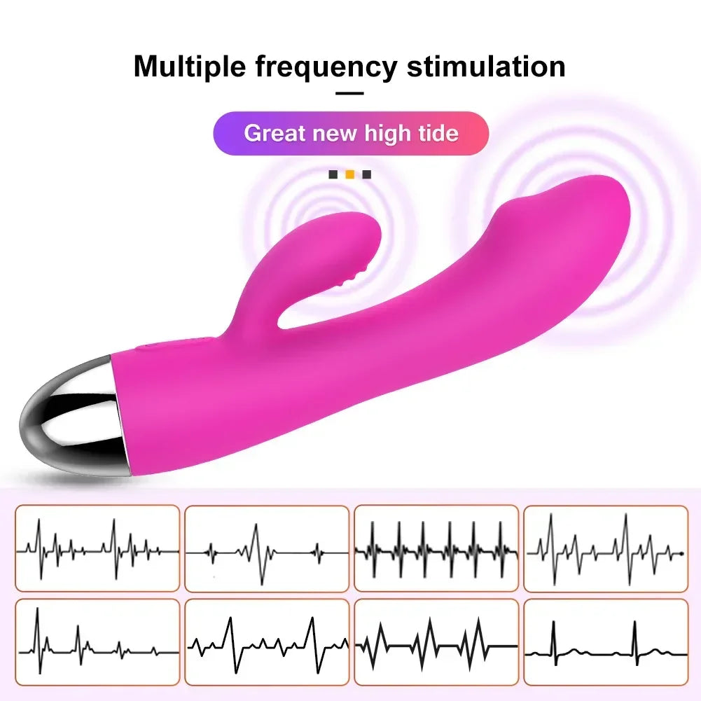 Dual-Headed Multi-Speed G-Spot Vibrator for Women, Body-Safe Silicone Clitoral and Vaginal Stimulator with Ergonomic Design