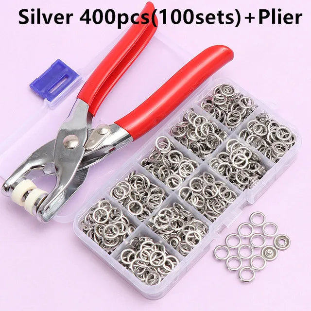 Five Claw Buckle Clamp Set, Baby's Clothes and Shoes Invisible Color Metal Buckle, Shoe Bag Belt Hole Snap Button Plier Tool