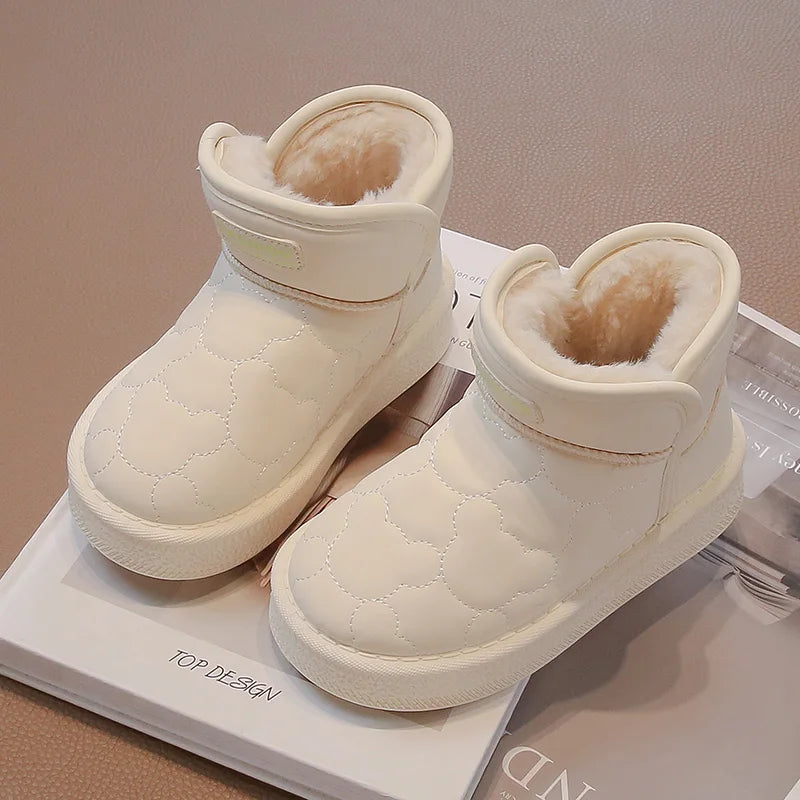 Children's Snow Boots 3-18 Years Old White Waterproof Non-slip Boys Girls Cotton Shoes Winter Soft Non-slip Kids Short Boots