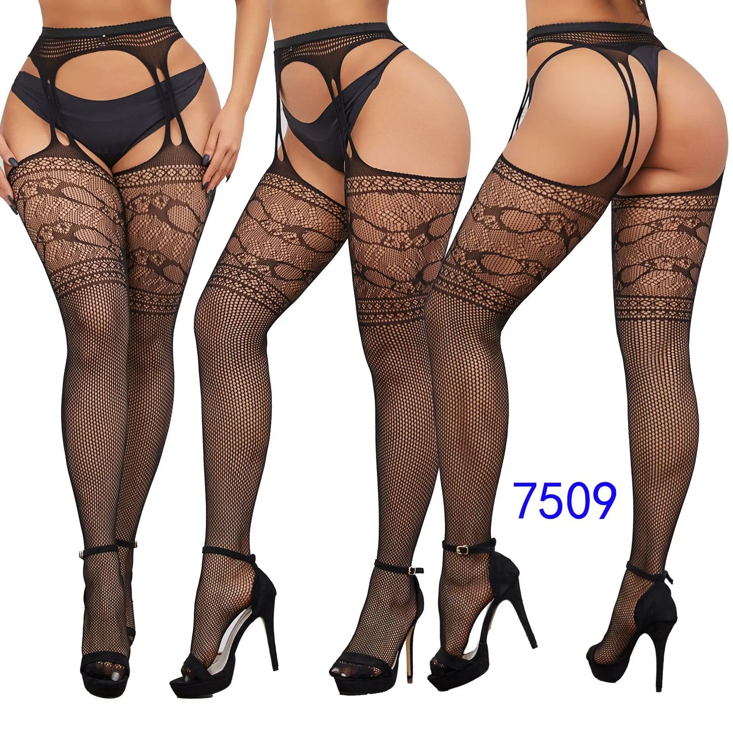 Women Sexy Suspender Stockings Open Crotch Pantyhose Fishnet Tights Hot Fashion Night Party Mesh Net Leggings Garters Hosiery