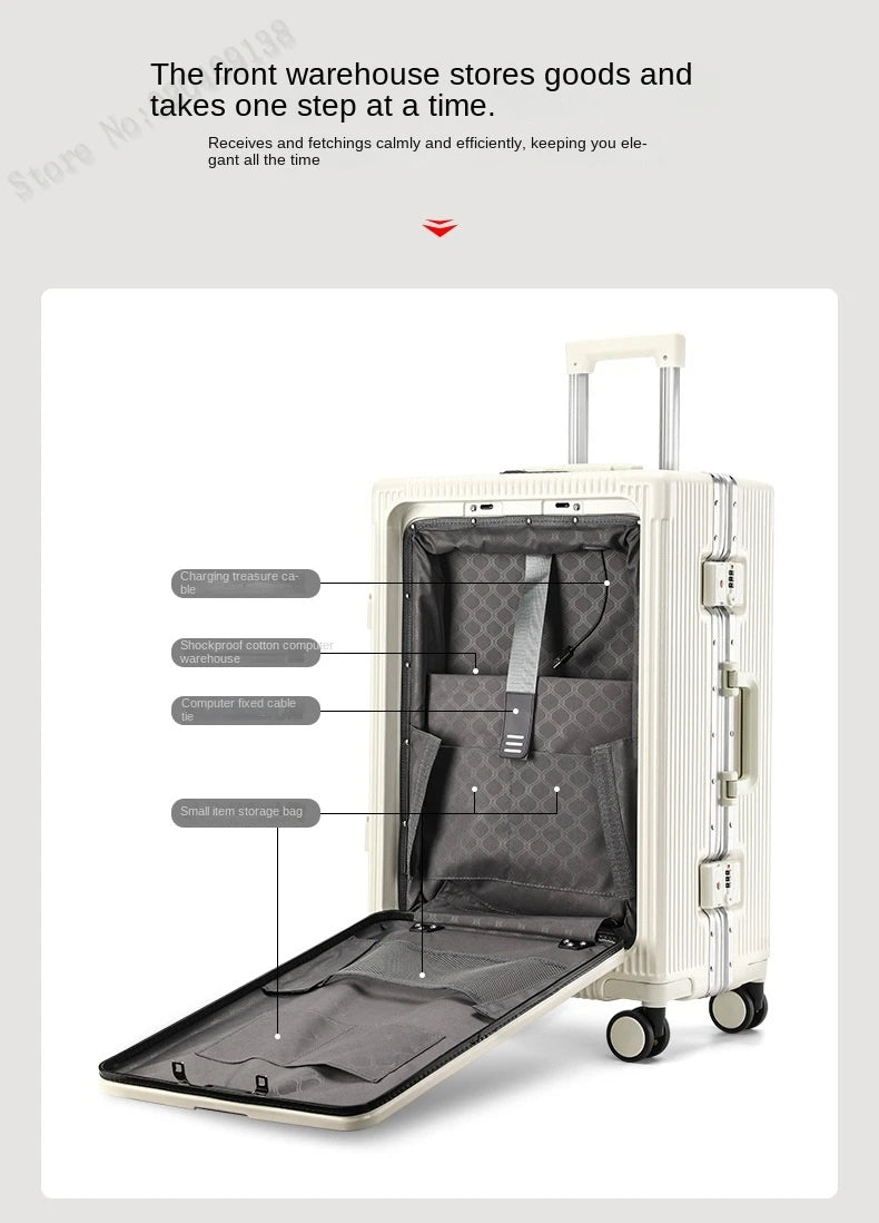 KO-KU New Front Opening Travel Suitcases 20/24/26/28 inch carrier Aluminum Frame Large Capacity Luggage USB Charging TSA Lock