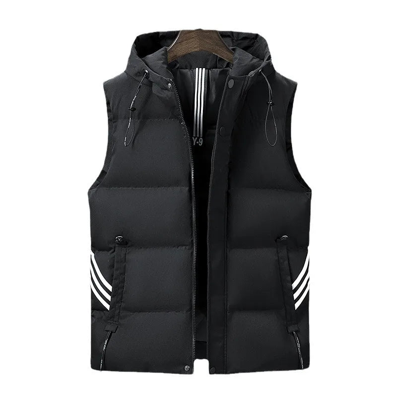 Waistcoat for men spring and autumn waistcoat for Korean men fashion slim handsome vest warm down cotton vest with hat