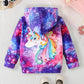 Autumn Casual And Fashionable Girls' 3d Starry Unicorn Printed Hooded Sweatshirt