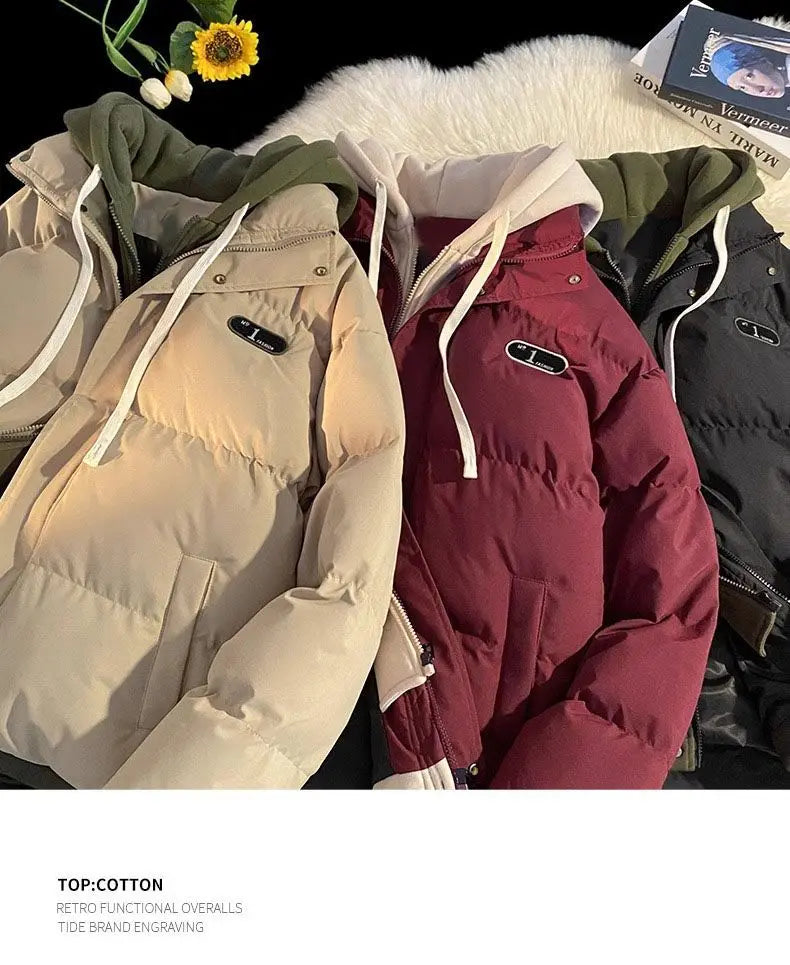 New Winter Cotton-padded Jacket Women, Two-piece Hooded Down Cotton Jacket Female Casual Warm Cotton-padded Clothing Parker Coat